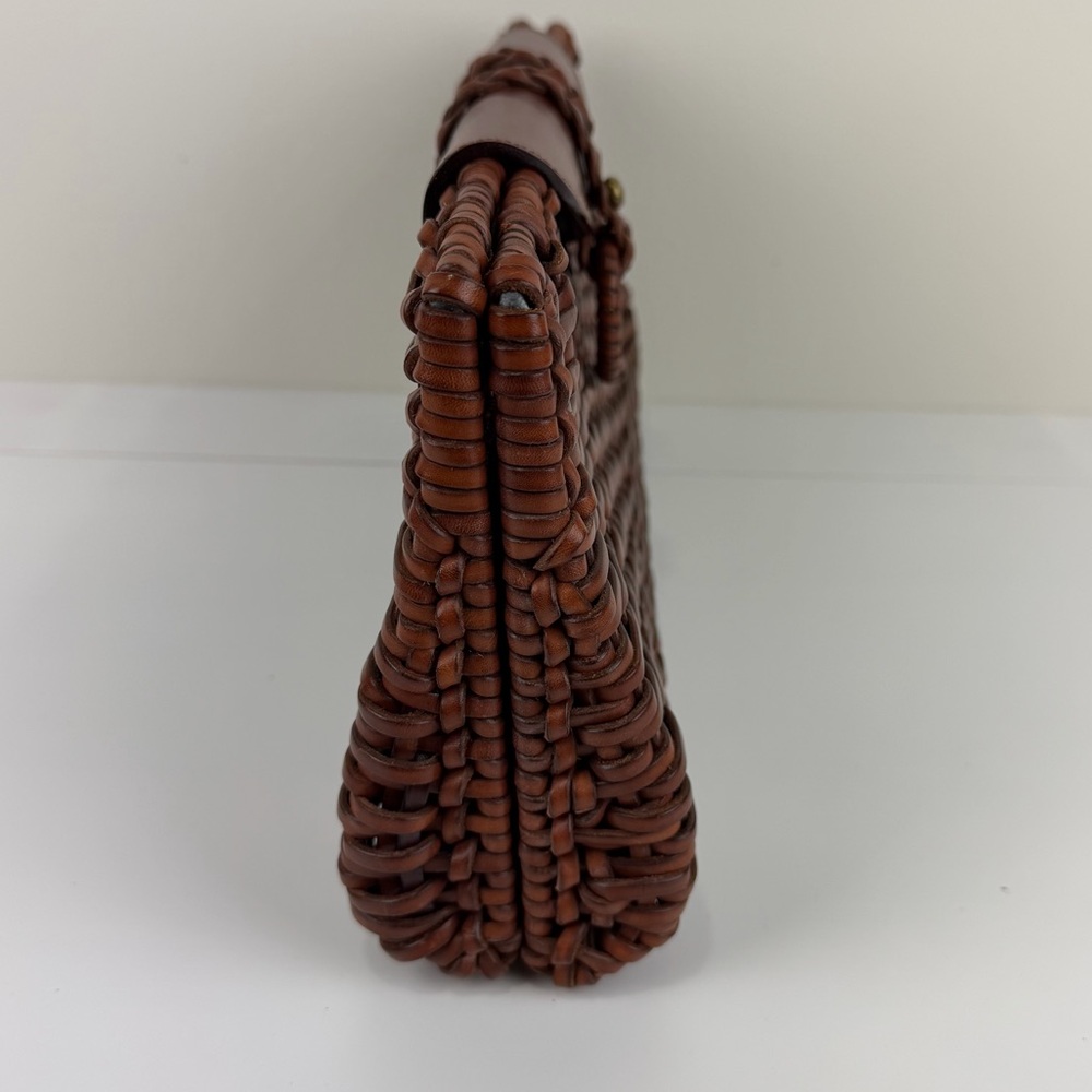 Woven Brown Clutch with Braided Ring Accent - Picture 6 of 15